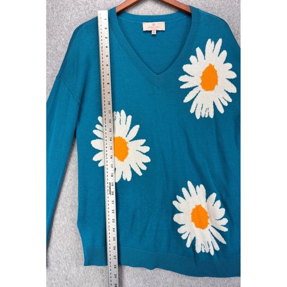 Laurie Felt Daisy Sweater XS Blue Floral Dopamine Knit Cottagecore Retro Inspo - Picture 8 of 9